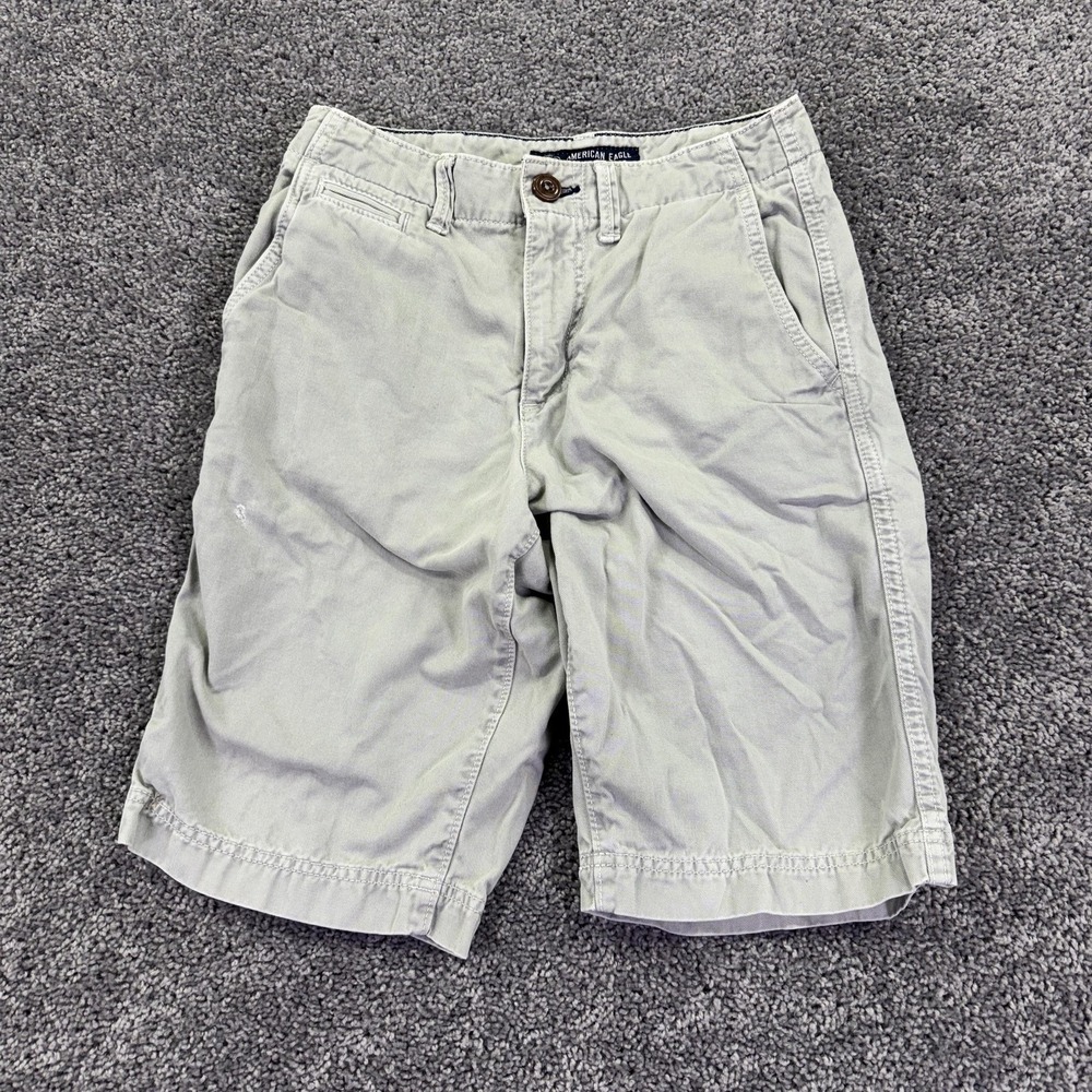American Eagle Shorts Mens 26 Beige Classic Chino Longer Length Casual Pockets